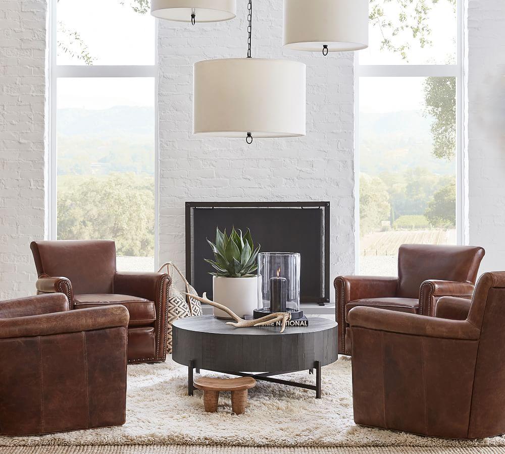 Irving Leather Armchair with Nailheads Pottery Barn Australia
